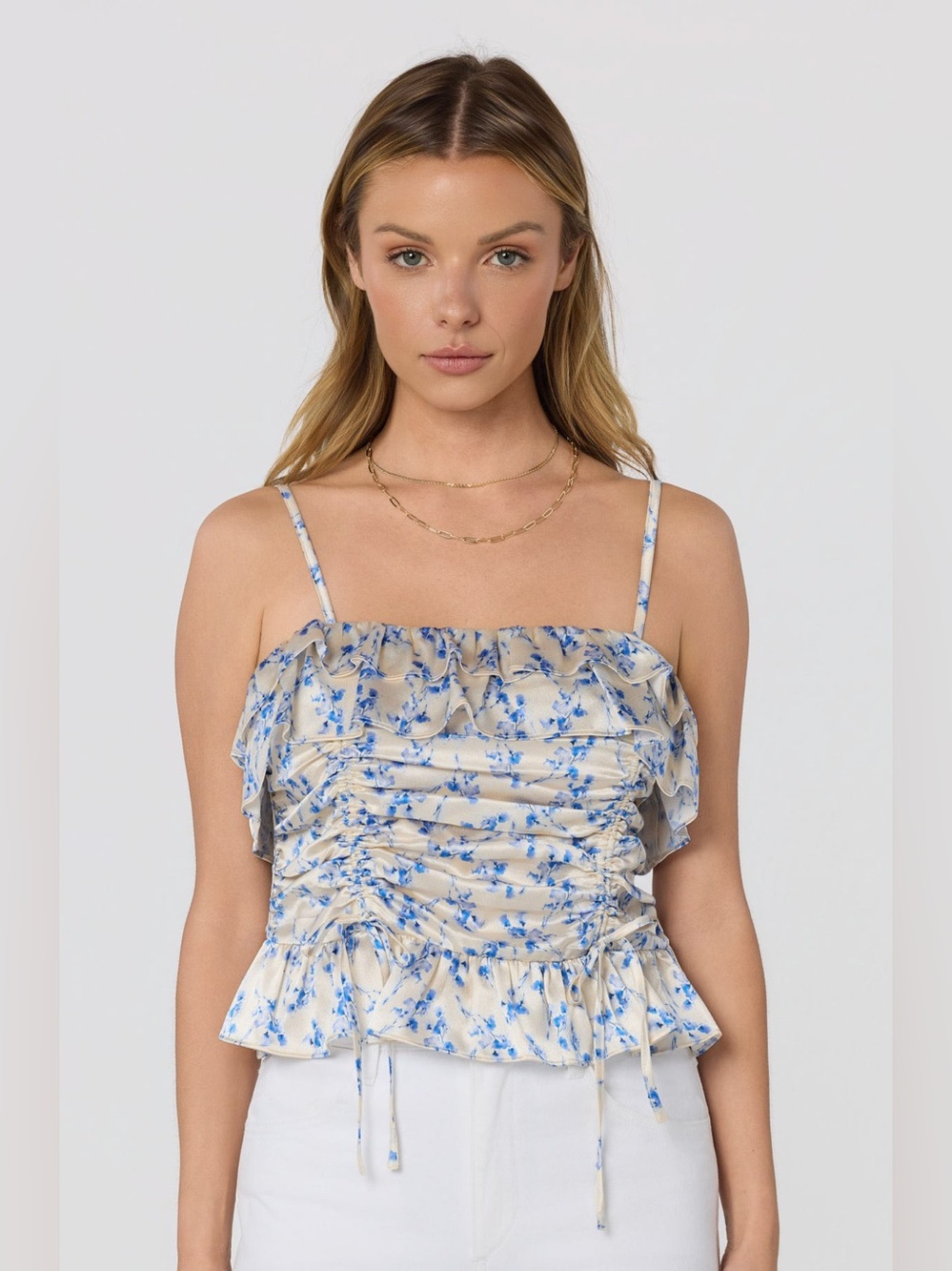 ASTR The Lable  Brynn Ruched Peplum Top